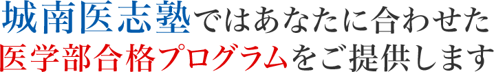 城南医志塾ではあなたに合わせた医学部合格プログラムをご提供します。